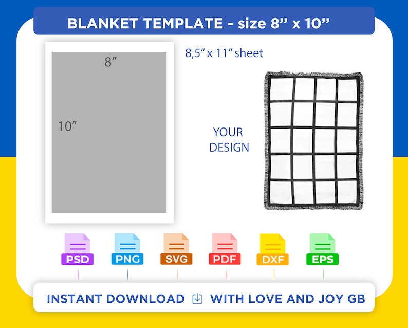 Blanket Template Png Svg Dxf Eps Label Wrapper Cut Etsy