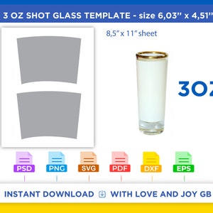 Shot Glass Template, Png, Svg, Dxf, Eps, Pdf, Diy, Gift, Cut File, Label, Wrapper, Canva, Notion, Cricut, Sublimation, Download, Printable