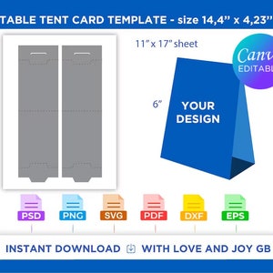 Tisch Zelt Essen Karte Vorlage, Png, SVG, Dxf, Eps, Etikett, Wrapper, Canva, Cricut, Silhouette, Sublimation, Cut File, Printable, Digital, Diy