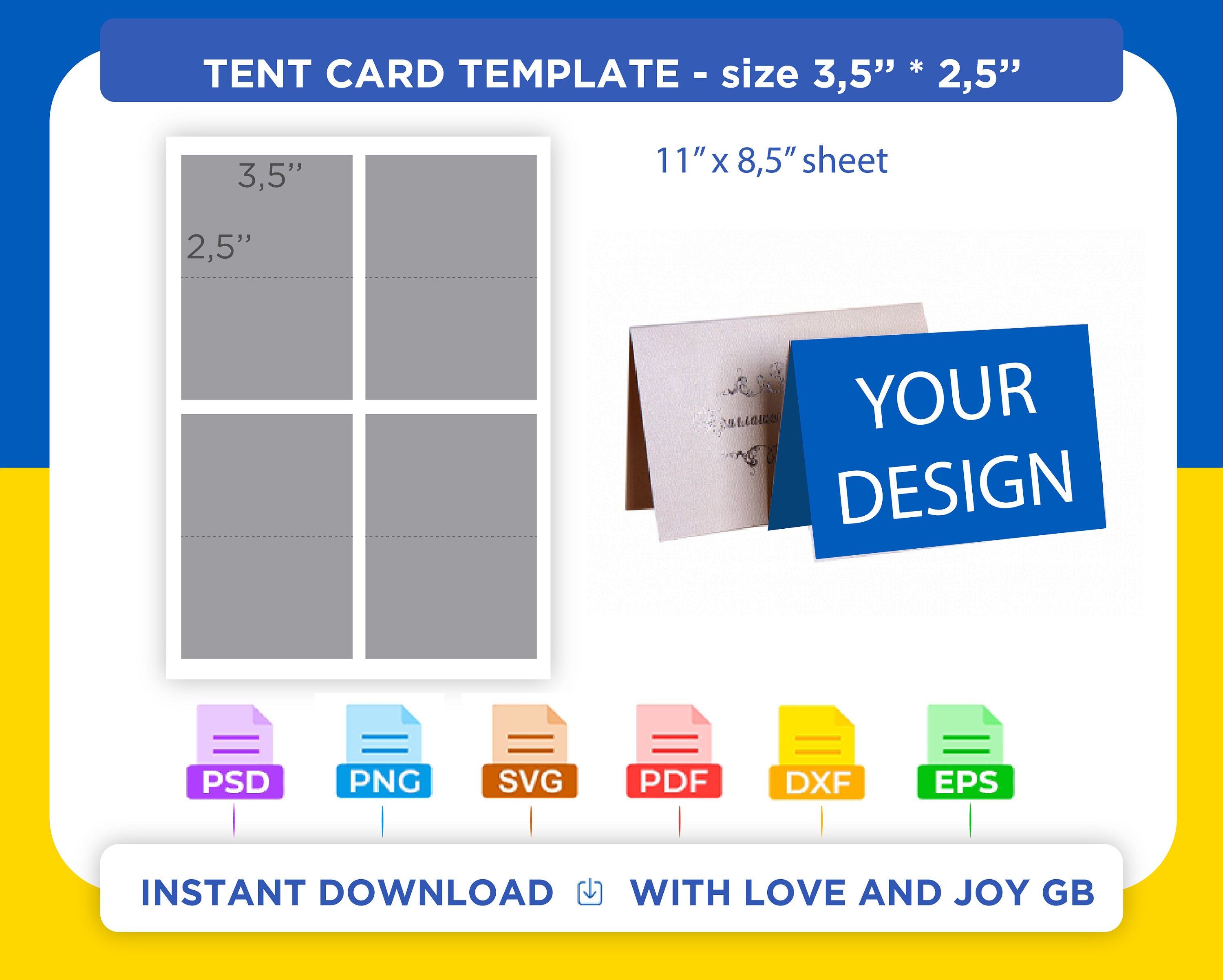 Tent Card Template Svg Png Dxf Eps Canva Label Wrapper - Etsy