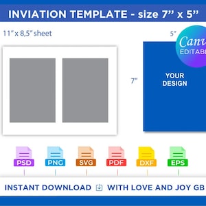 Invitation Card Template, Svg, Png, Dxf, Eps, Label, Wrapper, Canva, Cricut, Silhouette, Cut File, Sublimation, Printable, Digital, Diy