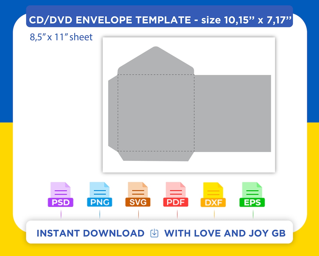 CD DVD Sleeve Envelope Template, Png, Svg, Dxf, Eps, Canva, Label, Wrapper, Cut File, Cricut, Silhouette, Sublimation, Printable, Digital - Etsy