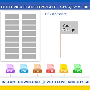 Toothpick Flag Template Png Svg Dxf Eps Label Wrapper Etsy Toothpick Flag Template Png Svg Dxf Eps Label Wrapper Etsy