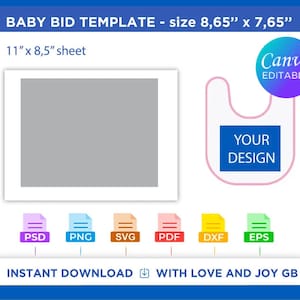 Baby Boy Girl Bib Template, Png, Svg, Dxf, Eps, Label, Wrapper, Canva, Cricut, Silhouette, Sublimation, Cut file, Printable, Digital, Gift