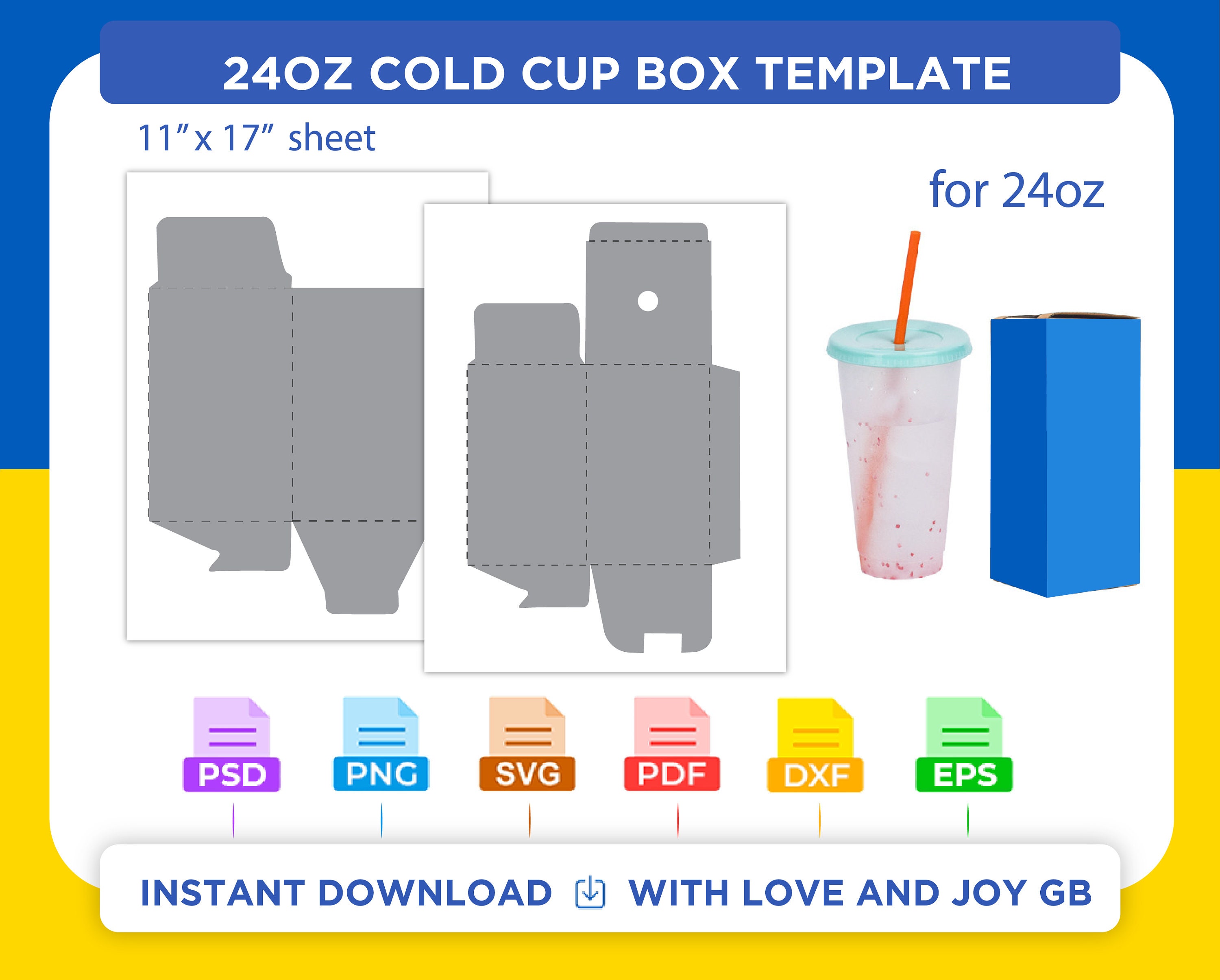 Cold Cup Box Template Svg Png Dxf Eps Label Wrapper Etsy Australia