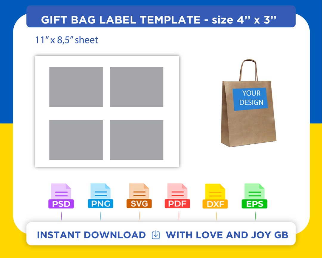 Gift Bag Template Svg Png Dxf Eps Label Wrapper Canva - Etsy