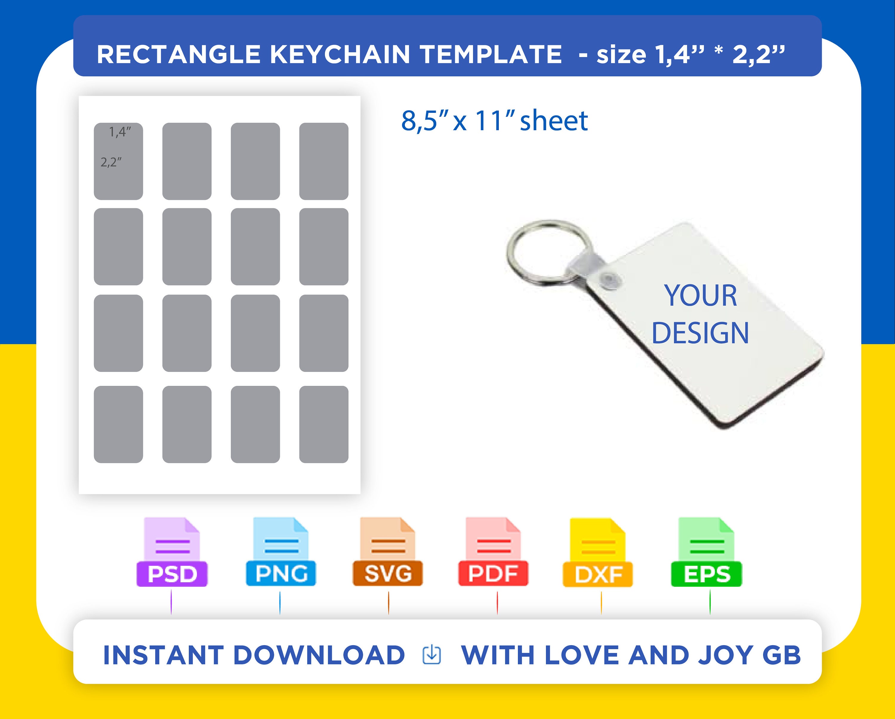 Rectangle Keychain Template Svg Png Dxf Eps Label Etsy