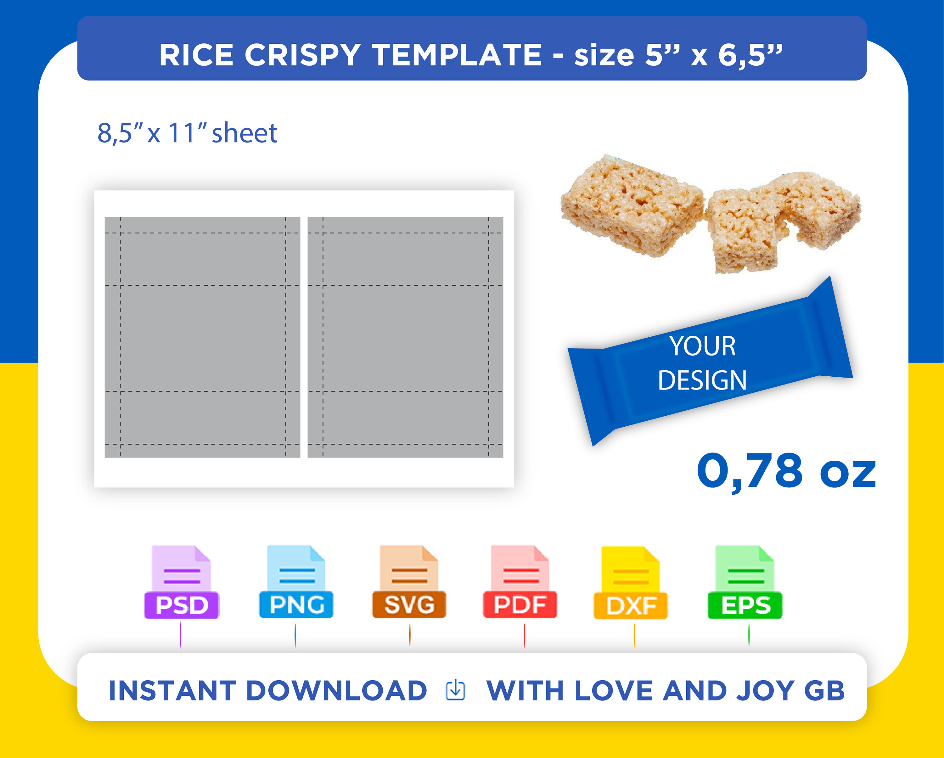 Rice Krispie Template Png Svg Dxf Eps Label Wrapper - Etsy Canada