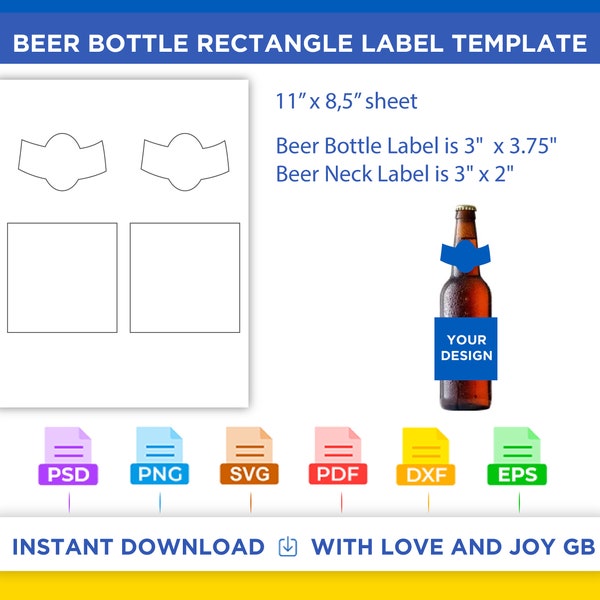 Bier Flasche Hals Vorlage, Png, SVG, Dxf, Eps, Etikett, Wrapper, Canva, Silhouette, Cricut, Cut Datei, Sublimation, Printable, Digital, Geschenk