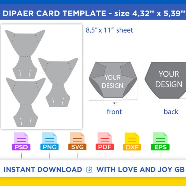 Baby Boy Girl Diaper Template, Svg, Png, Dxf, Eps, Label, Wrapper, Canva, Cricut, Silhouette, Cut File, Sublimation, Printable, Digital, Diy