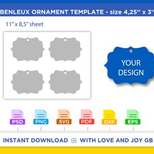 Benleux ornament template, Svg, Png, Dxf, Eps, Label, Wrapper, Canva, Silhouette, Cricut, Cut File, Sublimation, Printable, Digital, Gift