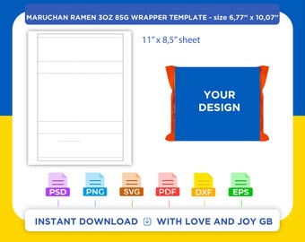 Maruchan Ramen Template, Png, Svg, Dxf, Eps, Label, Wrapper, Canva, Cricut, Silhouette, Sublimation, Cut File, Printable, Digital, Diy, Gift