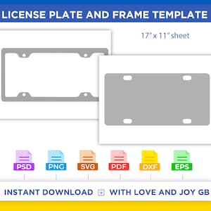 Car License Plate Frame Template, Svg, Png, Dxf, Eps, Label, Wrapper, Canva, Silhouette, Cricut, Cut file, Sublimation, Printable, Gift, Diy