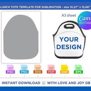 Lunch Eating Dinner Tote Bag Template, Png, Svg, Dxf, Eps, Diy, Gift, Cut File, Label, Wrapper, Canva, Notion, Cricut, Download, Printable