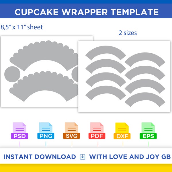 Cupcake Template, Png, Svg, Dxf, Eps, Label, Wrapper, Canva, Cricut, Silhouette, Cut file, Sublimation, Printable, Digital, Download, Gift