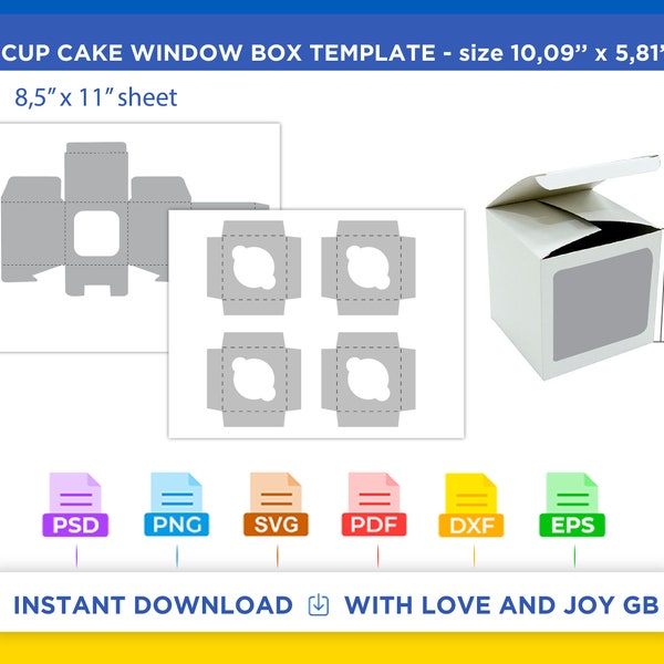 CupCake Gift Box Template, Png, Svg, Dxf, Eps, Label, Wrapper, Cut file, Canva, Cricut, Silhouette, Sublimation, Printable, Digital, Diy