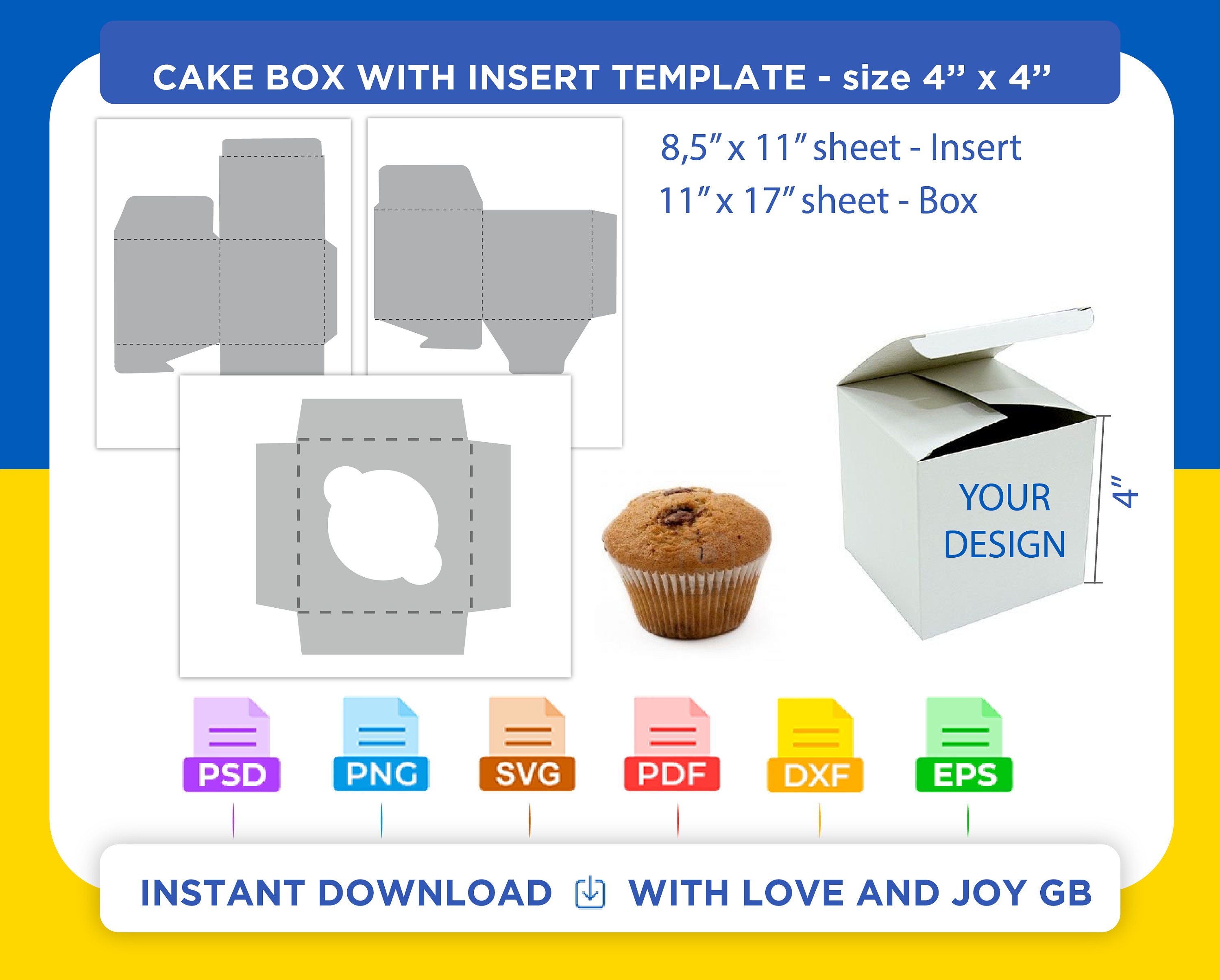 Cupcake Box Template Png Svg Dxf Eps Label Wrapper Etsy