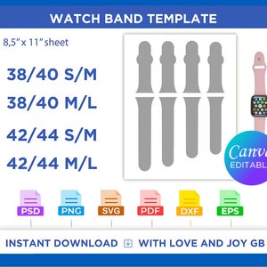 iWatch Band Jig Template, Png, Svg, Dxf, Eps, Label, Wrap, Canva, Cricut, Silhouette, Sublimation, Cut file, Digital, Phone Label Template,