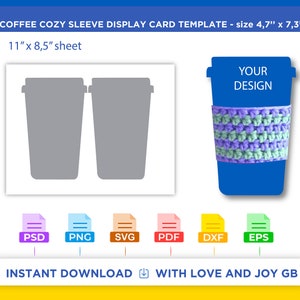 Coffee Cozy Sleeve Display Card Template, Svg, Png, Dxf, Eps, Label, Wrapper, Canva, Cricut, Silhouette, Cut File, Sublimation, Printable