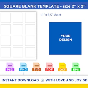 Square Blank Sticker Template, Svg, Png, Dxf, Eps, Label, Wrapper, Canva, Cricut, Silhouette, Cut File, Sublimation, Printable, Digital, Diy
