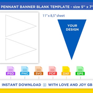 Pennant Triangle Banner Blank Flag Template, Svg, Png, Dxf, Eps, Canva, Label, Wrapper, Cut File, Cricut, Silhouette, Sublimation, Diy, Gift