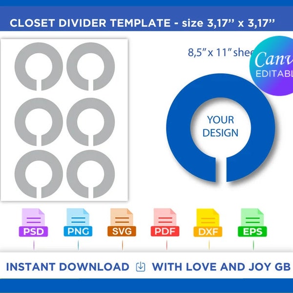 Closet Divider Template, Svg, Png, Dxf, Eps, Label, Wrapper, Canva, Cricut, Silhouette, Cut File, Sublimation, Printable, Digital, Diy, Gift