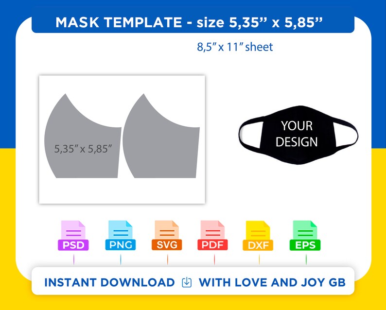 Face Mask Template L Size Png Svg Dxf Eps Label Etsy UK