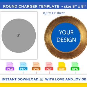 Round Plate Charger Template, Png, Svg, Dxf, Eps, Label, Wrapper, Canva, Cricut, Silhouette, Cut file, Sublimation, Printable, Digital, Gift