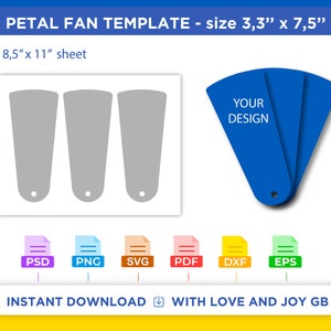 Petal fan Template, Svg, Png, Dxf, Eps, Label, Wrapper, Canva, Cricut, Silhouette, Cut File, Sublimation, Printable, Digital, Gift, Diy