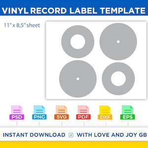 Vinyl record Template, Svg, Png, Dxf, Eps, Label, Wrapper, Canva, Silhouette, Cricut, Cut File, Sublimation, Printable, Digital, Diy, Gift
