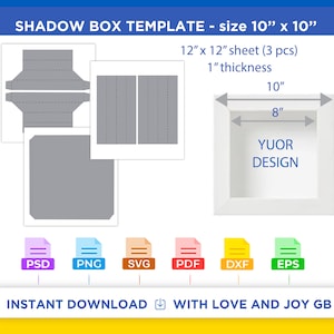Shadow Box Frame template, Svg, Png, Dxf, Eps, Label, Wrap, Canva, Cricut, Silhouette, Cut File, Sublimation, Printable, Digital, Diy, Gift