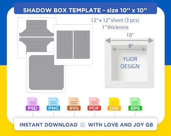 Shadow Box Frame template, Svg, Png, Dxf, Eps, Label, Wrap, Canva, Cricut, Silhouette, Cut File, Sublimation, Printable, Digital, Diy, Gift