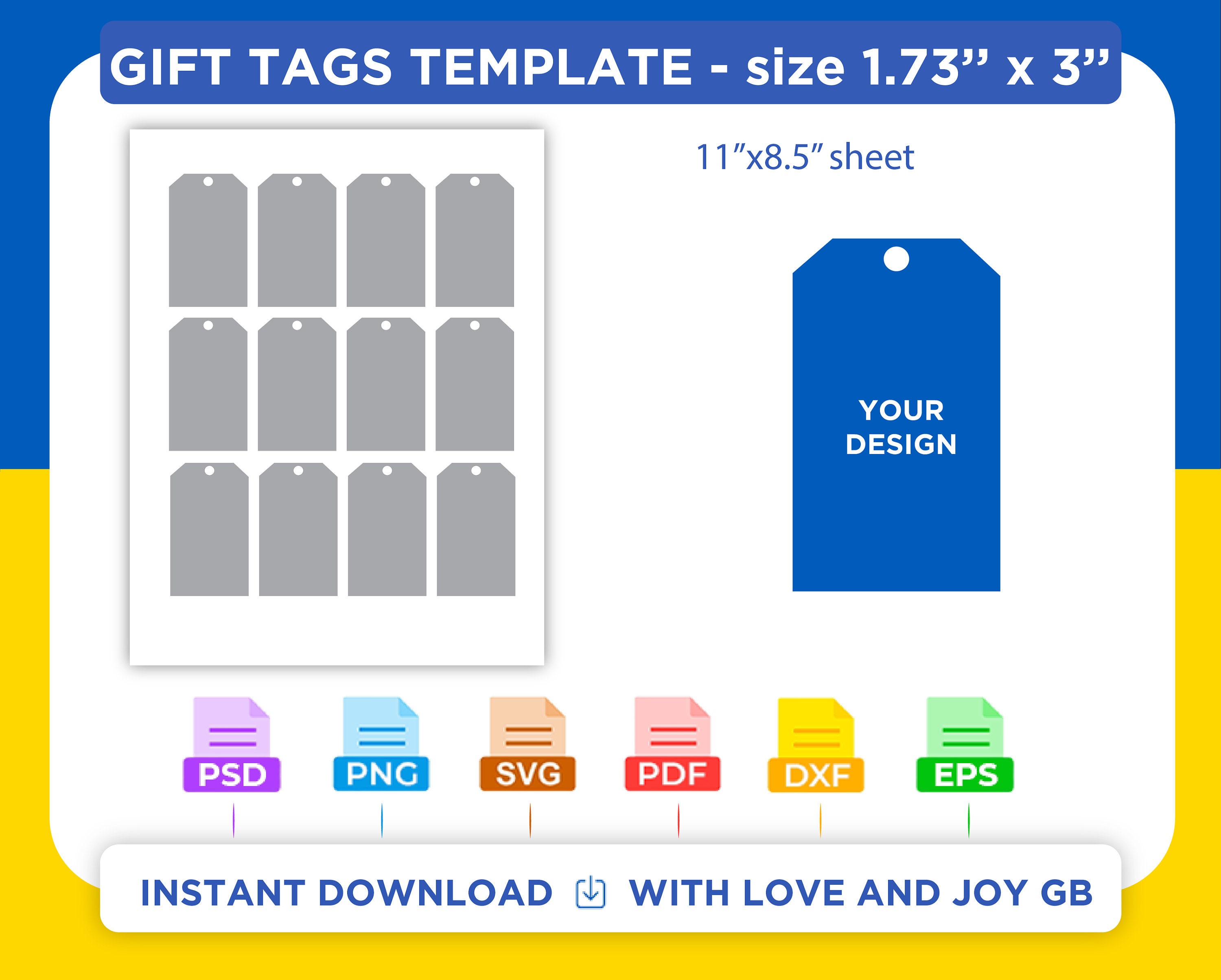 Gift Tag Template Wedding Tag Template Shipping Tag Etsy