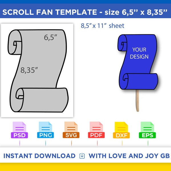 Scroll Fan Template, Svg, Png, Dxf, Eps, Label, Wrapper, Canva, Cricut, Silhouette, Cut File, Sublimation, Printable, Digital, Diy, Gift