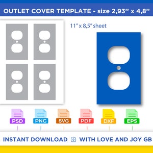 Outlet Cover template, Svg, Png, Dxf, Eps, Label, Wrapper, Canva, Cricut, Silhouette, Sublimation, Cut File, Printable, Digital, Diy, Gift