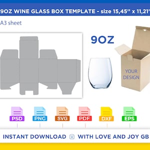 Wine Glass Box Template, Svg, Png, Dxf, Eps, Label, Wrapper, Canva, Cricut, Silhouette, Cut File, Sublimation, Printable, Digital, Diy, Gift
