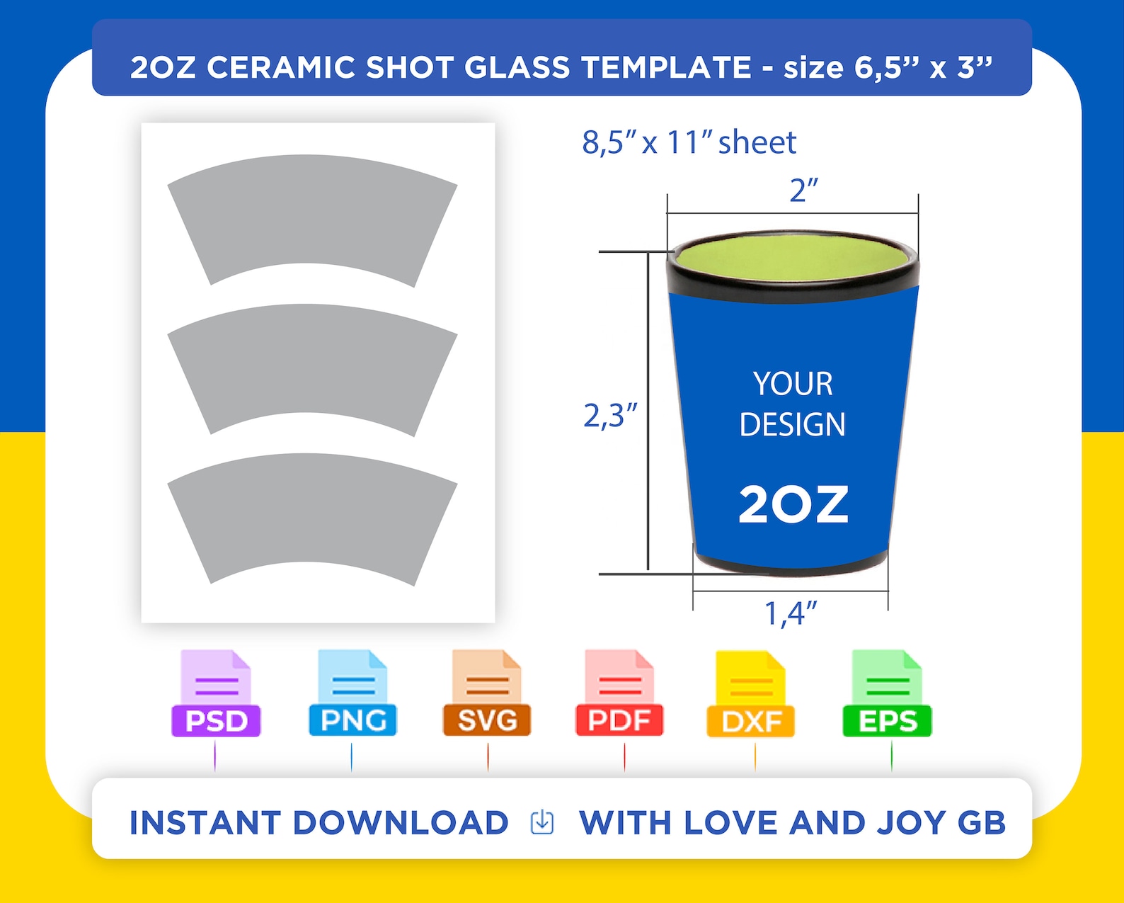 Ceramic Shot Glass Template Svg Png Dxf Eps Label Etsy
