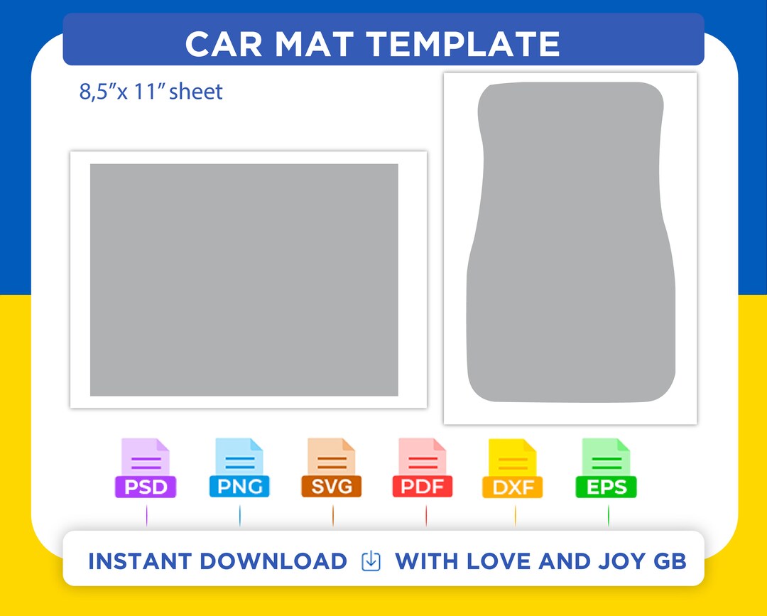 Car Mat Template, Svg, Png, Dxf, Eps, Pdf, Label, Wrapper, Canva