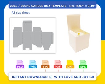 Candle Box Template, Svg, Png, Dxf, Eps, Label, Wrapper, Canva, Cricut, Silhouette, Cut File, Sublimation, Printable, Digital, Diy, Gift