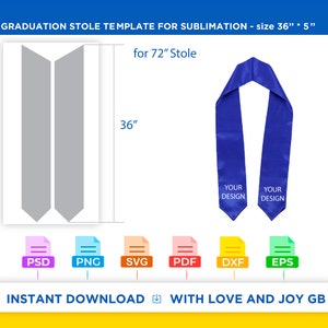 Graduation Stole Template, Png, Svg, Dxf, Eps, Label, Wrapper, Canva, Cricut, Silhouette, Sublimation, Cut File, Printable, Digital, Gift