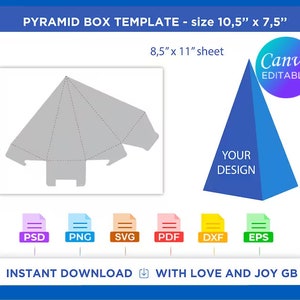 Pyramid Gift Box Template, Png, Svg, Dxf, Eps, Label, Wrapper, Canva, Cricut, Silhouette, Sublimation, Cut file, Printable, Digital, Gift