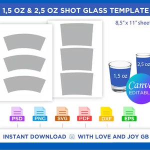 Shot Glass Template, Png, Svg, Psd, Pdf, Dxf, Eps, Ai, Label, Wrap, Canva, Cricut, Silhouette, Cut File, Sublimation, Diy, Gift, Printable