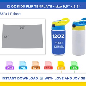 Kids Flip Top Water Bottle Template Png Svg Dxf Eps Pdf - Etsy