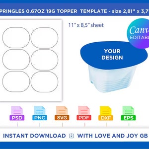 Pringles Topper Template, Png, Svg, Dxf, Eps, Label, Wrap, Canva, Cricut, Silhouette, Sublimation, Cut file, Digital, Printable, Gift, Diy