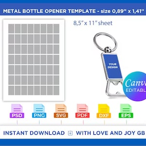 Keychain Bottle Opener Template, Svg, Png, Dxf, Eps, Label, Wrapper, Canva, Cricut, Silhouette, Sublimation, Cut File, Printable, Digital