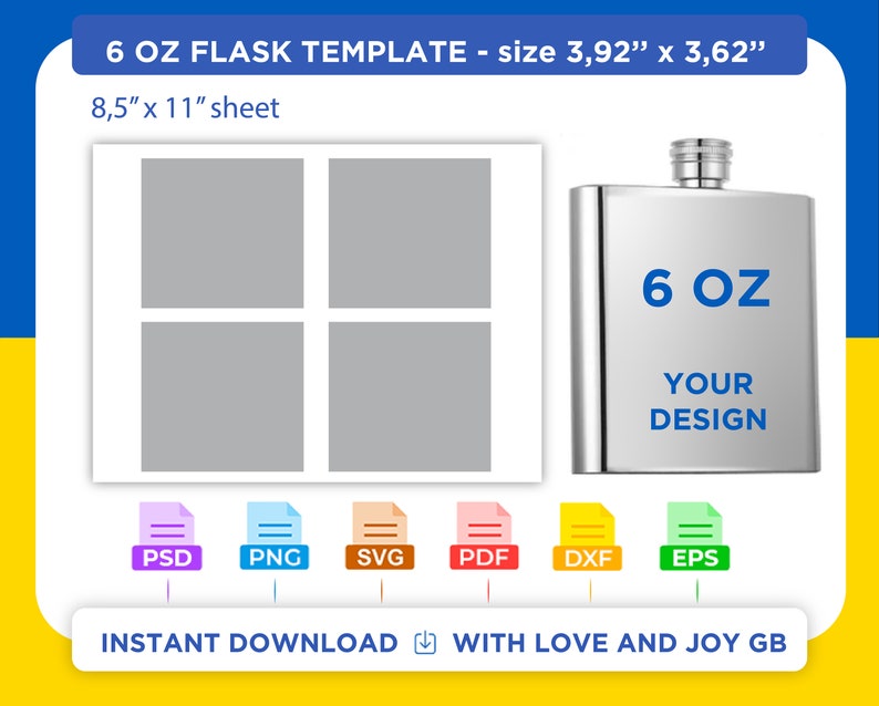 Drinking Flask Template Svg Png Dxf Eps Label Wrapper Etsy UK