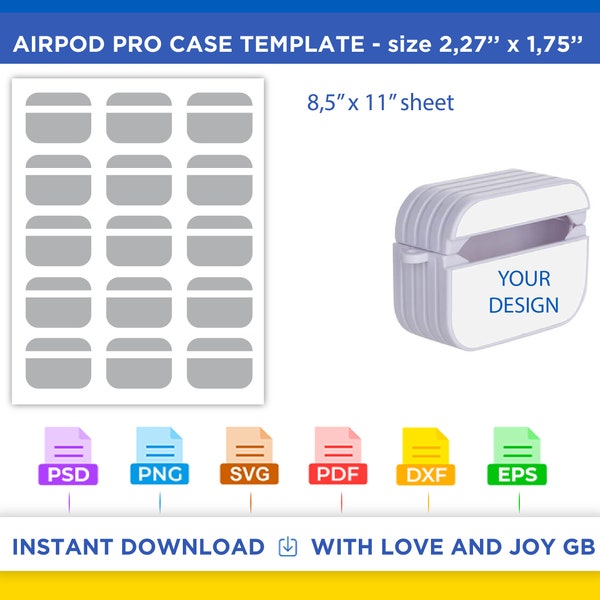 Airpod Pro Case Template, Phone Case Template, Png, Svg, Dxf, Eps, Label, Wrapper, Canva, Cricut, Silhouette, Sublimation, Cut file, Digital