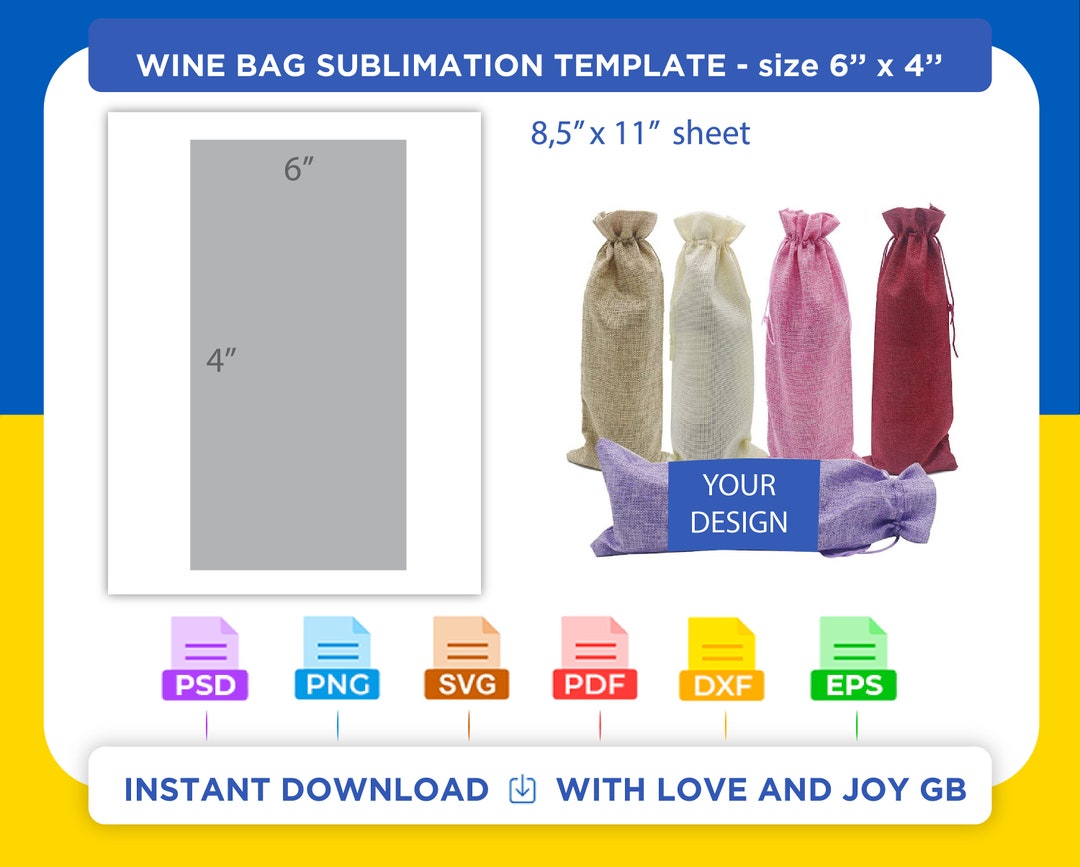 Wine Bag Template, Svg, Png, Dxf, Eps, Pdf, Label, Wrapper, Canva ...