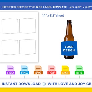 Imported Beer Bottle Template, Png, Svg, Dxf, Eps, Label, Wrapper, Canva, Silhouette, Cricut, Cut file, Sublimation, Printable, Digital