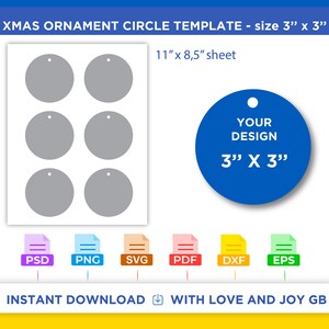 Ornament Circle Tag Template, Svg, Png, Dxf, Eps, Label, Wrapper, Canva, Cricut, Silhouette, Cut File, Sublimation, Printable, Digital, Gift